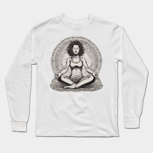 Meditation yoga relax mandala black and white zen design Long Sleeve T-Shirt